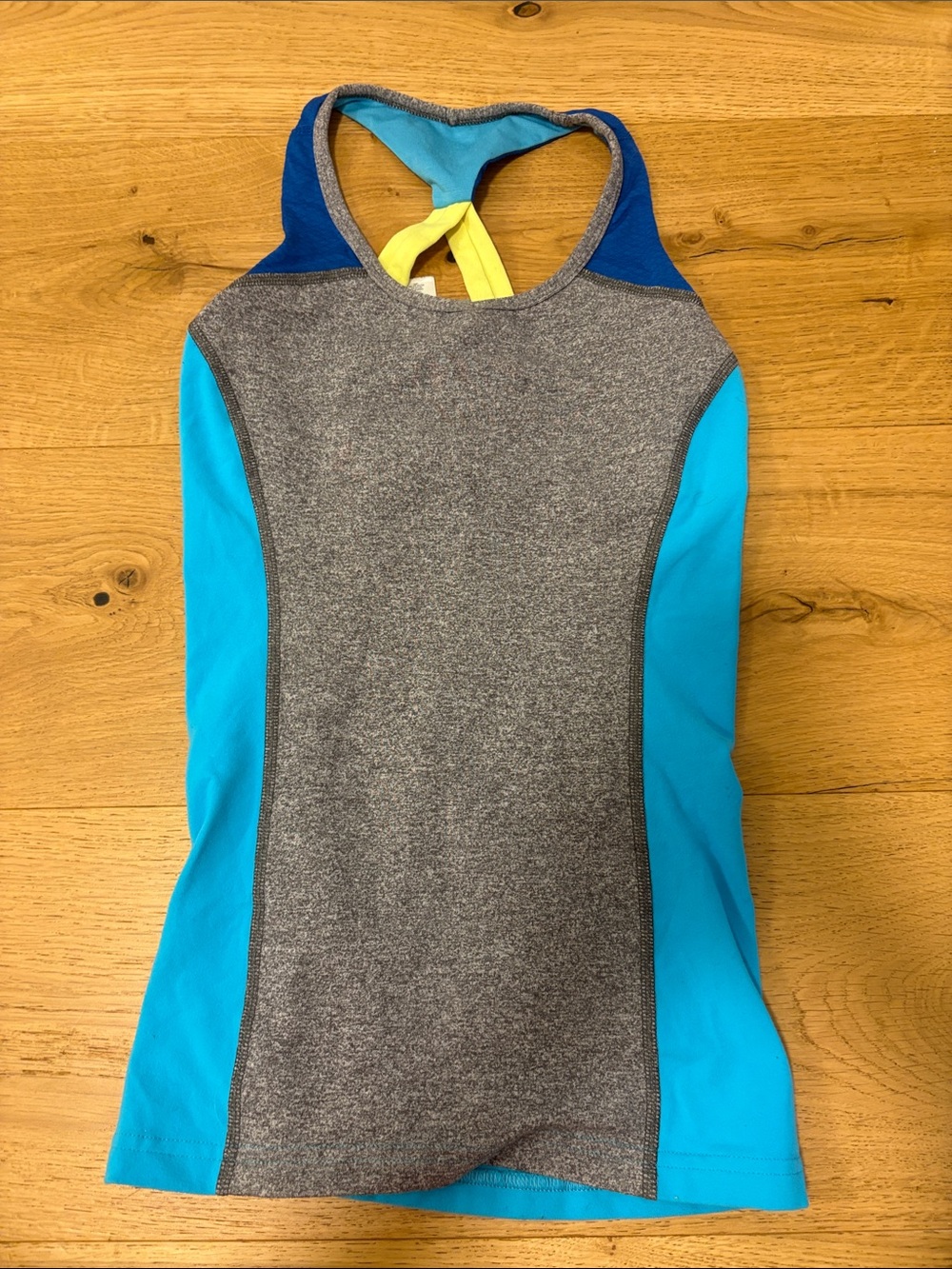 Ivivva Girls Gray & Blue Tank Top with Yellow Accent